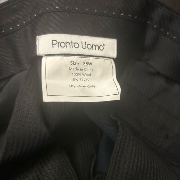 Pronto Uomo Wool Trousers in Black - Picture 2 of 4